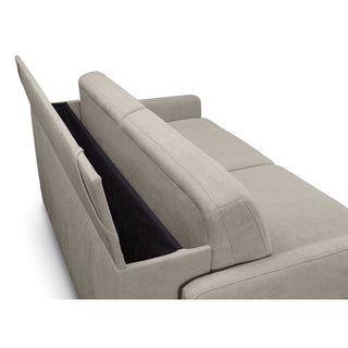 Sofa EMA 2,5 osobowa z pojemnikiem i funkcją spania codziennego stelaż włoski z materacem 140 cm