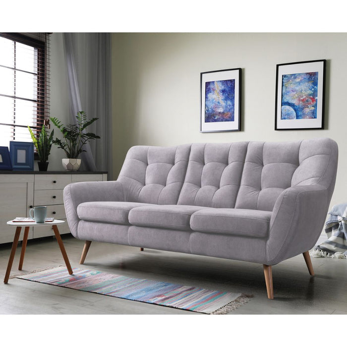 NORDI 3-seater sofa, quilted, on wooden legs