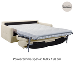 Sofa EMA 3 osobowa z funkcją spania codziennego stelaż włoski z materacem 160 cm i pojemnikiem na pościel
