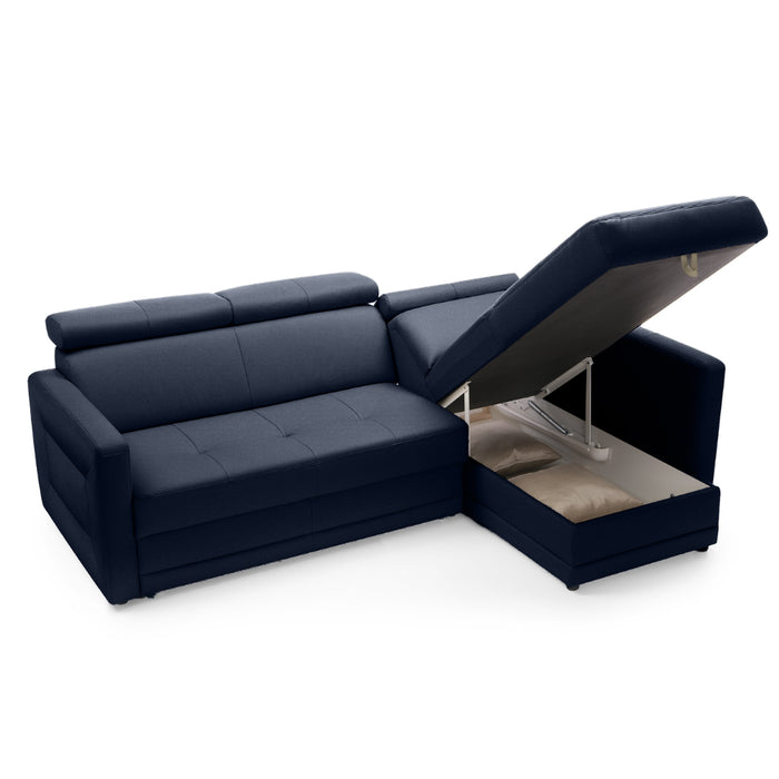 Large corner sofa FLEXI with sleeping function DL and bedding container