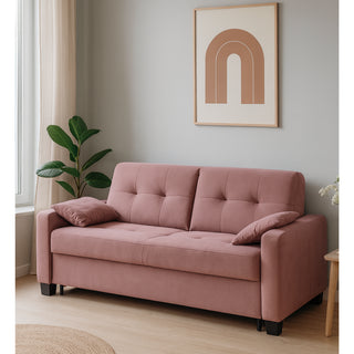 Sofa AURA 2 osobowa z funkcją spania codziennego stelaż włoski z materacem 120 cm na drewnianych nóżkach