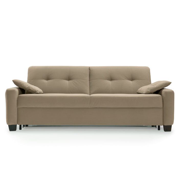 Sofa AURA 3 osobowa z funkcją spania codziennego stelaż włoski z materacem 160 cm na drewnianych nóżkach