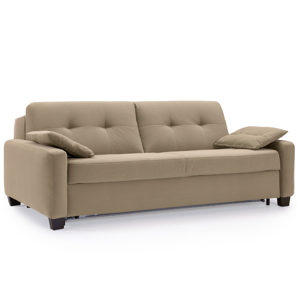 Sofa AURA 3 osobowa z funkcją spania codziennego stelaż włoski z materacem 160 cm na drewnianych nóżkach