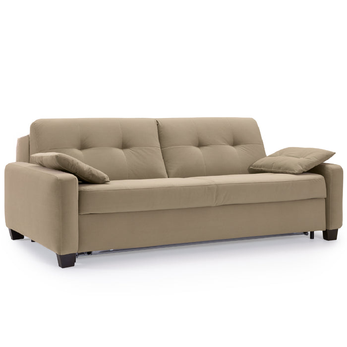 Sofa AURA 3 osobowa z funkcją spania codziennego stelaż włoski z materacem 160 cm na drewnianych nóżkach