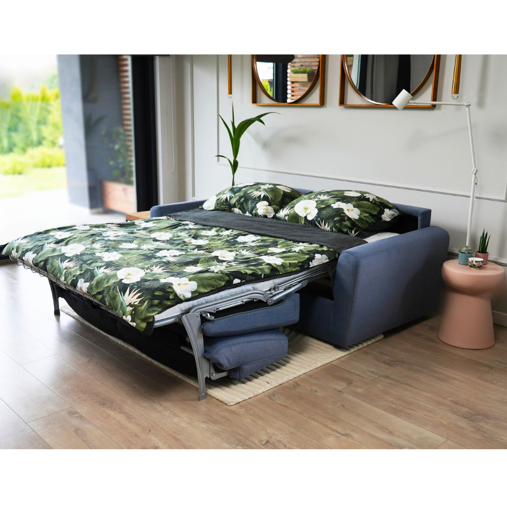 Sofa DOLLY 3 osobowa z funkcją spania stelaż włoski z materacem 160 cm i pojemnikiem