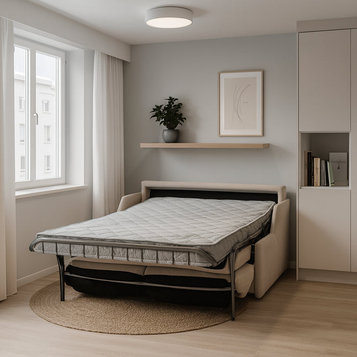 Sofa KIRA bez boków z funkcją spania codziennego stelaż włoski z materacem 120 cm