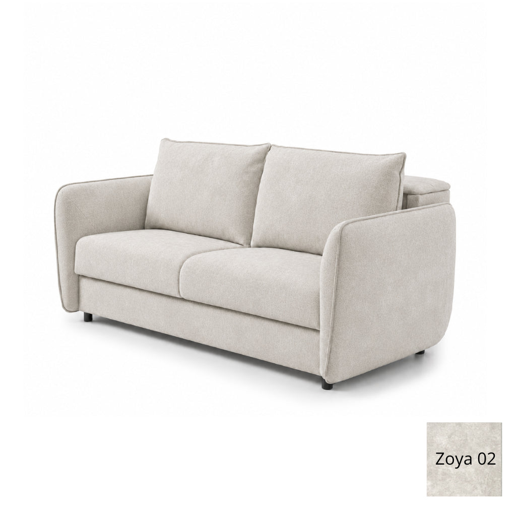 Sofa BAMBI 2 osobowa z funkcją spania stelaż włoski PRO z materacem 120 cm i pojemnikiem