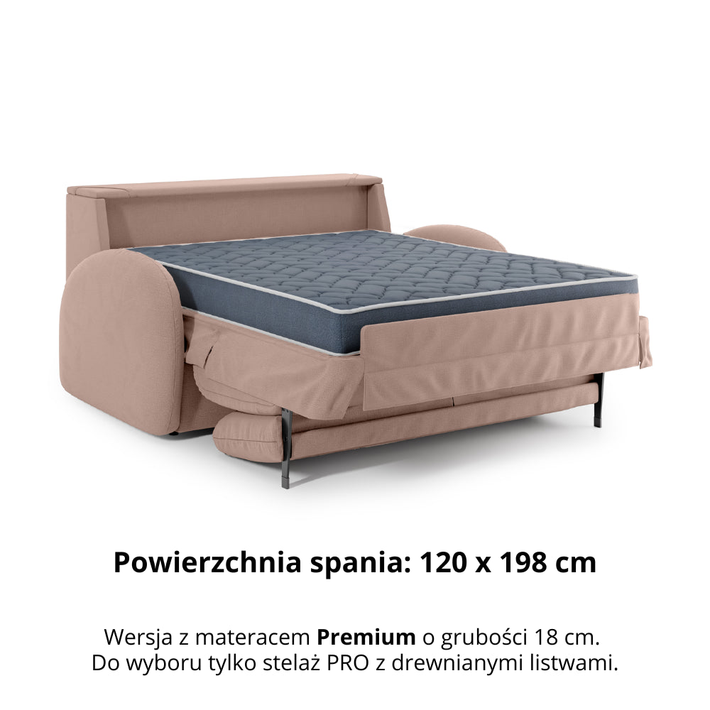 BELLA 2-seater sofa with sleeping function, Italian frame, 120 cm mattress and storage box 