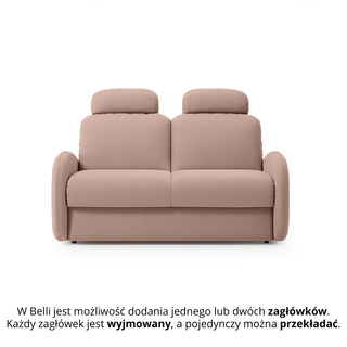 Sofa BELLA 2 osobowa z funkcją spania stelaż włoski z materacem 120 cm i pojemnikiem