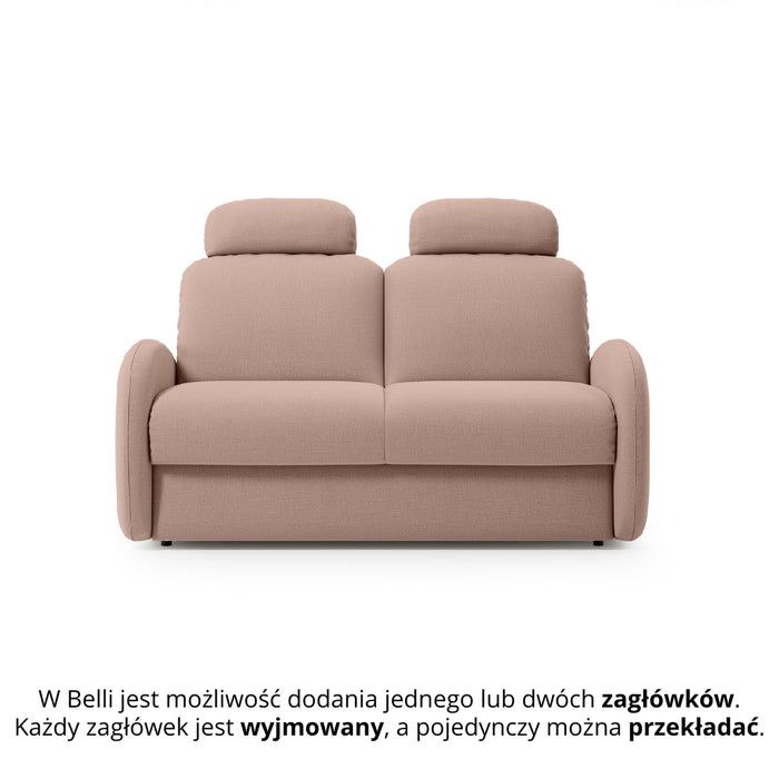 Sofa BELLA 2 osobowa z funkcją spania stelaż włoski z materacem 120 cm i pojemnikiem
