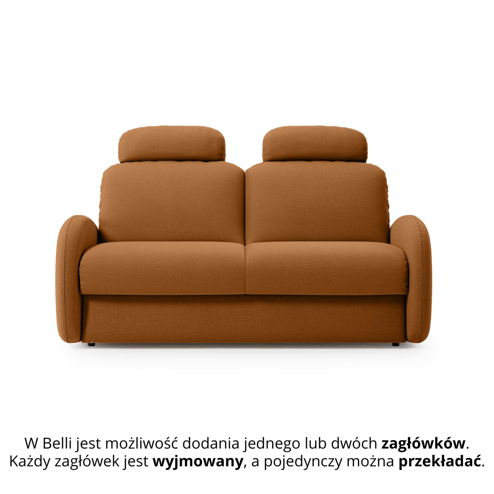 Sofa BELLA 2,5 osobowa z funkcją spania stelaż włoski z materacem 140 cm