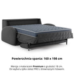 Sofa BELLA 3 osobowa z funkcją spania stelaż włoski z materacem 160 cm i pojemnikiem