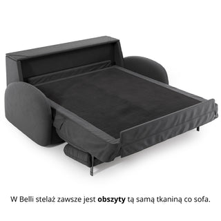 Sofa BELLA 3 osobowa z funkcją spania stelaż włoski z materacem 160 cm i pojemnikiem