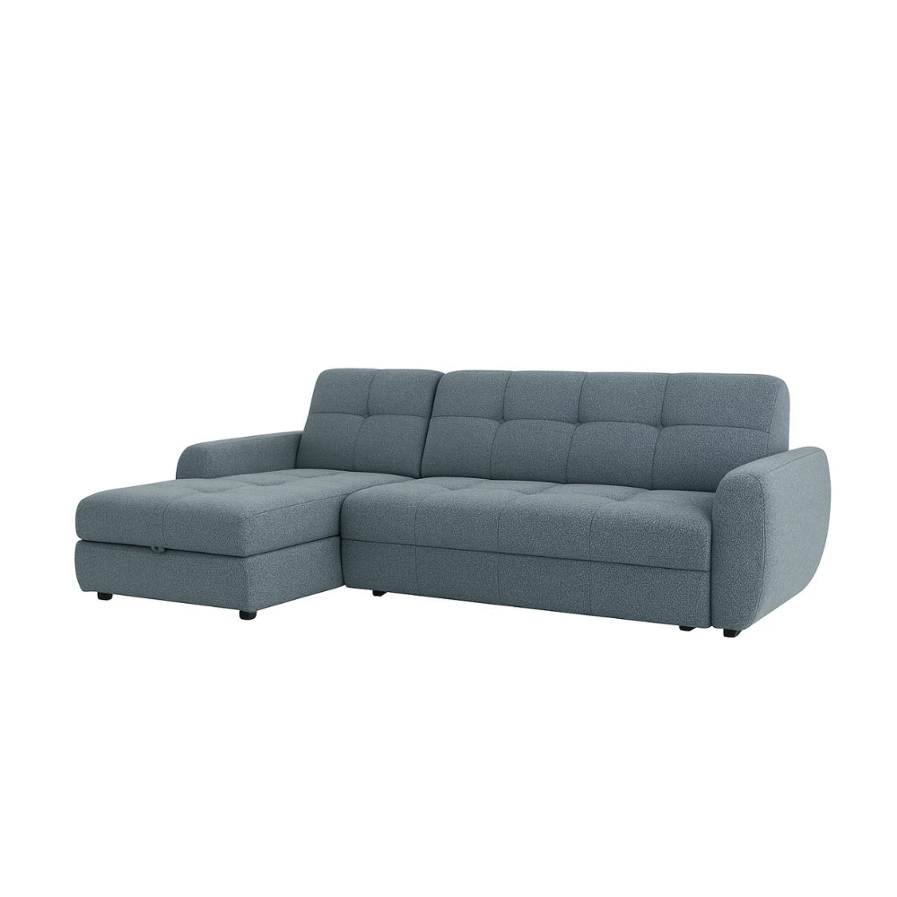 Narożnik BUDDY rozkładany elektrycznie na przycisk z pojemnikiem na pościel