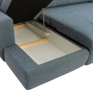 Narożnik BUDDY rozkładany elektrycznie na przycisk z pojemnikiem na pościel