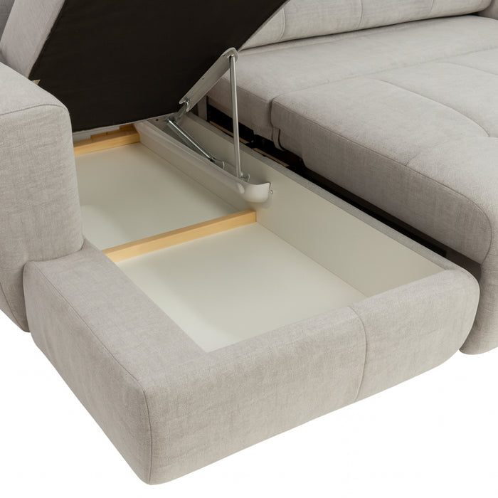 Narożnik BUDDY rozkładany elektrycznie na przycisk z pojemnikiem na pościel