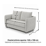 Sofa BAMBI 2 osobowa z funkcją spania stelaż włoski PRO z materacem 120 cm