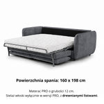 Sofa BAMBI 3 osobowa z funkcją spania stelaż włoski PRO z materacem 160 cm