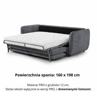 Sofa BAMBI 3 osobowa z funkcją spania stelaż włoski PRO z materacem 160 cm