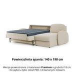 Narożnik BELLA z funkcją spania codziennego stelaż włoski z materacem 140cm i pojemnikiem na pościel prawostronny