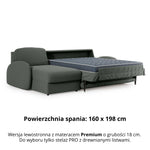 Narożnik BELLA z funkcją spania codziennego stelaż włoski z materacem 160cm i pojemnikiem na pościel lewostronny