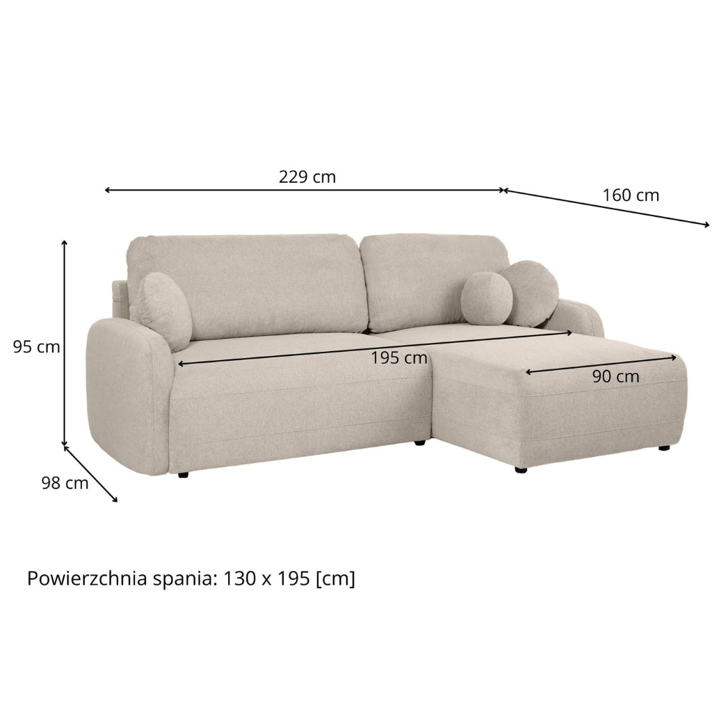 Narożnik mały BLISS z funkcją spania i pojemnikiem