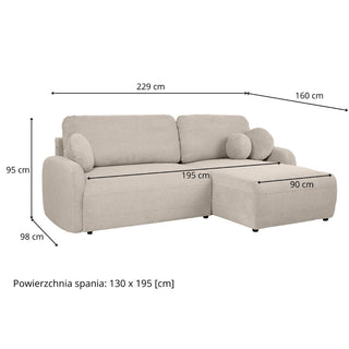 Narożnik mały BLISS z funkcją spania i pojemnikiem