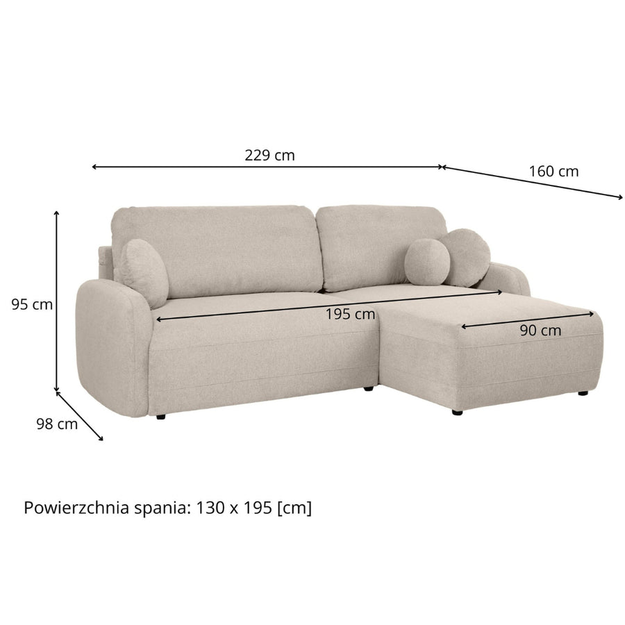 Narożnik mały BLISS z funkcją spania i pojemnikiem