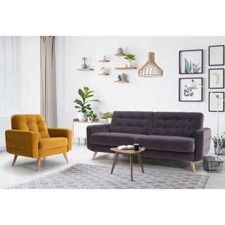 HANDY corner sofa, extendable with a container on legs 