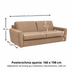 Sofa DOLLY 3 osobowa z funkcją spania stelaż włoski z materacem 160 cm i pojemnikiem
