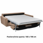 Sofa DOLLY 3 osobowa z funkcją spania stelaż włoski z materacem 160 cm i pojemnikiem