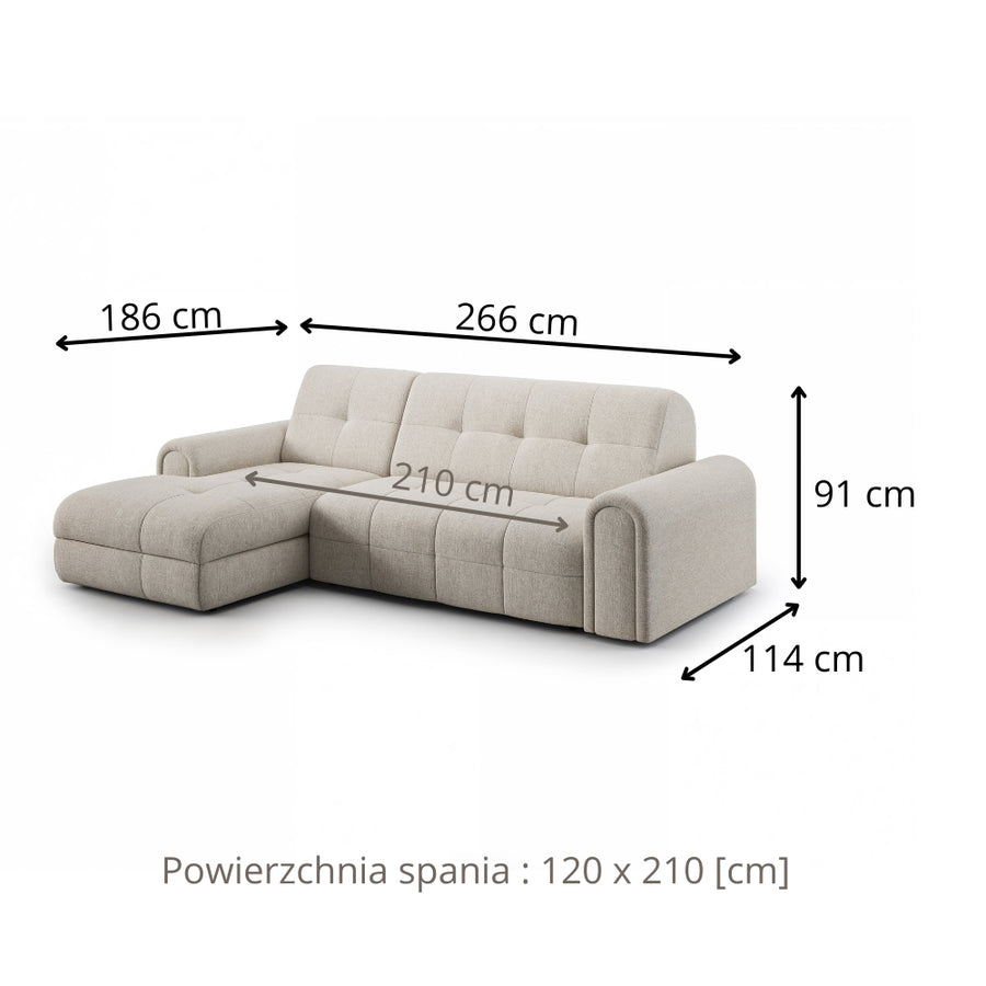 CLOUD corner sofa with electric button extension and bedding container