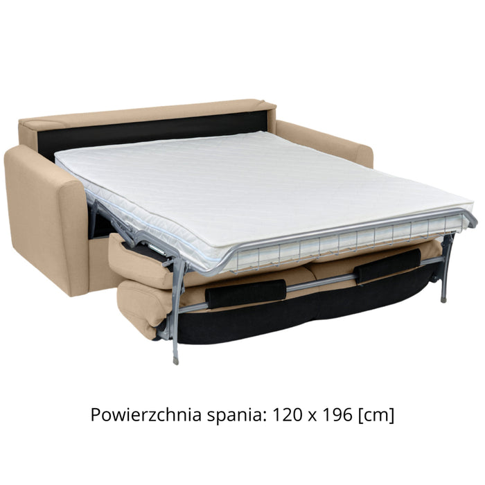 Sofa DOLLY 2 osobowa z funkcją spania stelaż włoski z materacem 120 cm i pojemnikiem