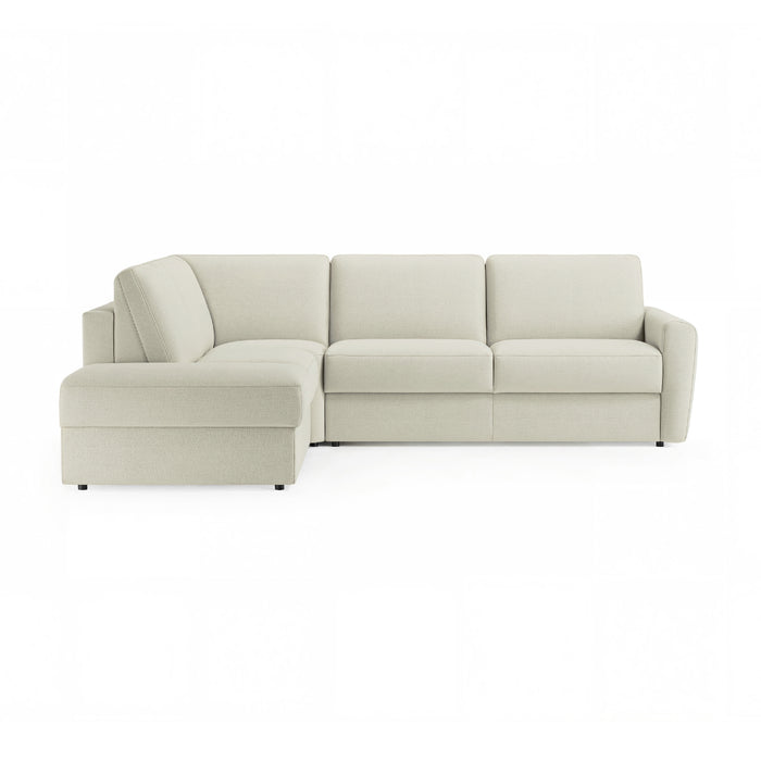 Narożnik DOLLY z otomaną funkcja spania codziennego stelaż włoski z materacem 120 cm i pojemnikiem na pościel