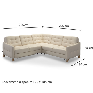 Narożnik MOMO rozkładany z pojemnikiem L-kształtny skórzany