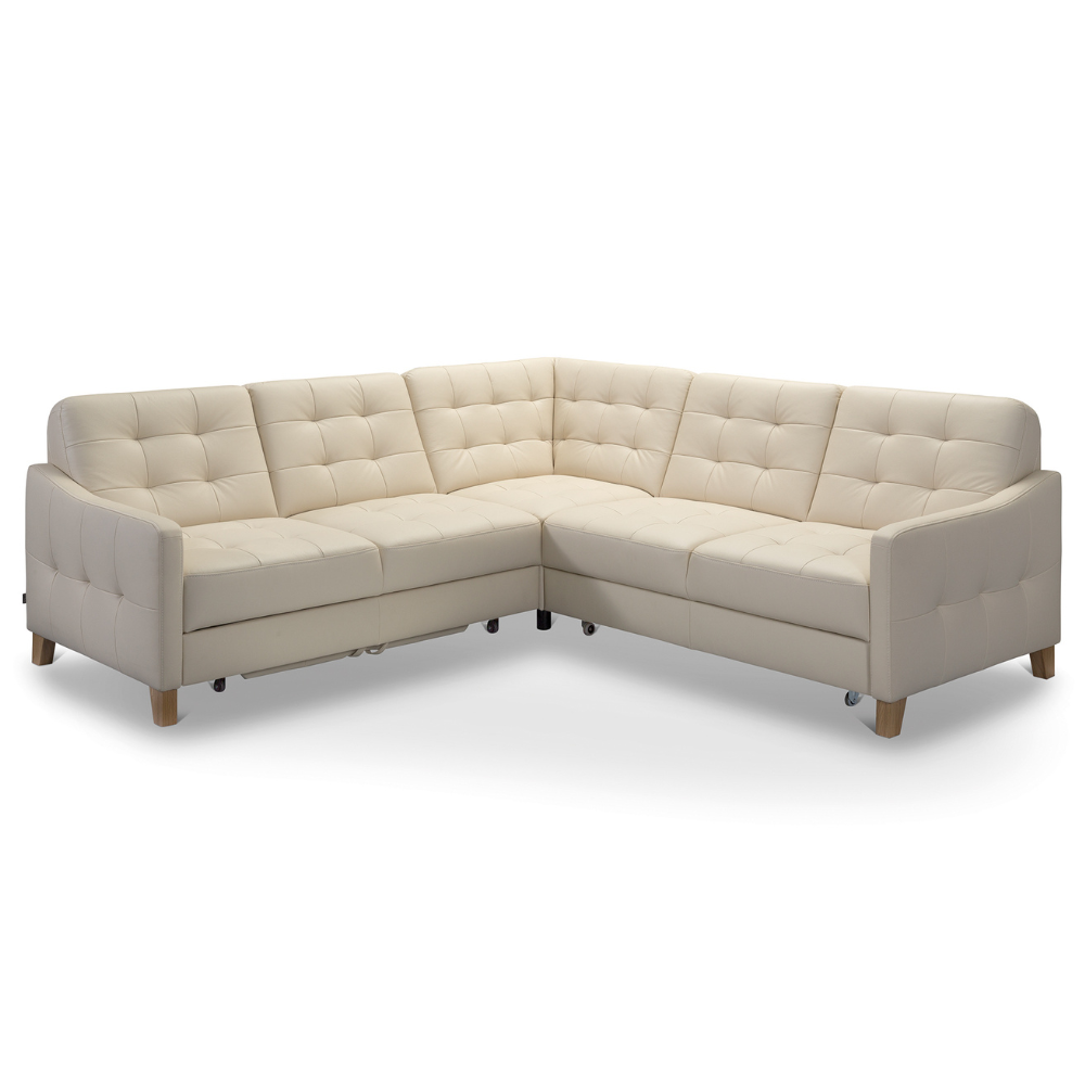 Narożnik MOMO rozkładany z pojemnikiem L-kształtny skórzany