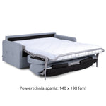 Sofa EMA 2,5 osobowa z funkcją spania codziennego stelaż włoski z materacem 140 cm
