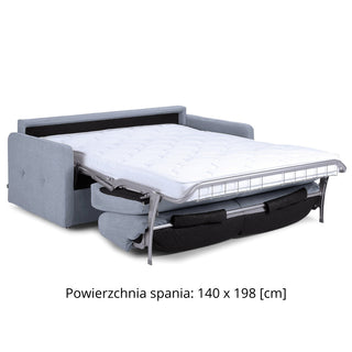 Sofa EMA 2,5 osobowa z funkcją spania codziennego stelaż włoski z materacem 140 cm