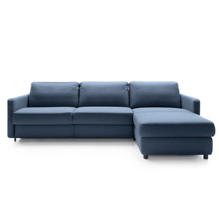 Narożnik EMA z funkcją spania codziennego stelaż włoski z materacem 160 cm i pojemnikiem na pościel