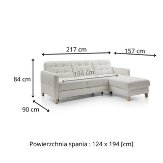 ELIO corner sofa with sleeping function and bedding container