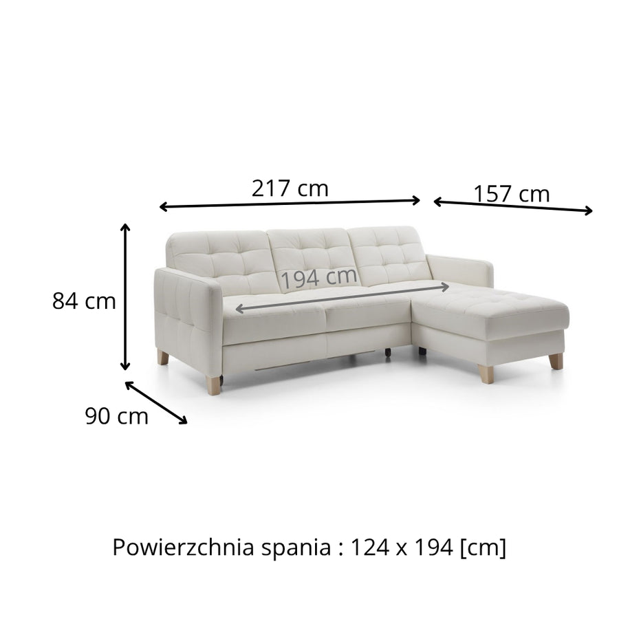 Narożnik ELIO z funkcją spania i pojemnikiem na pościel
