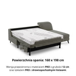 Narożnik FIBI bez boków z funkcją spania stelaż włoski z materacem 160 cm i pojemnikiem oraz ruchomymi zagłówkami