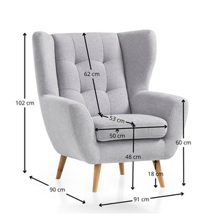 Fotel LAHTI uszak pikowany na drewnianych nóżkach