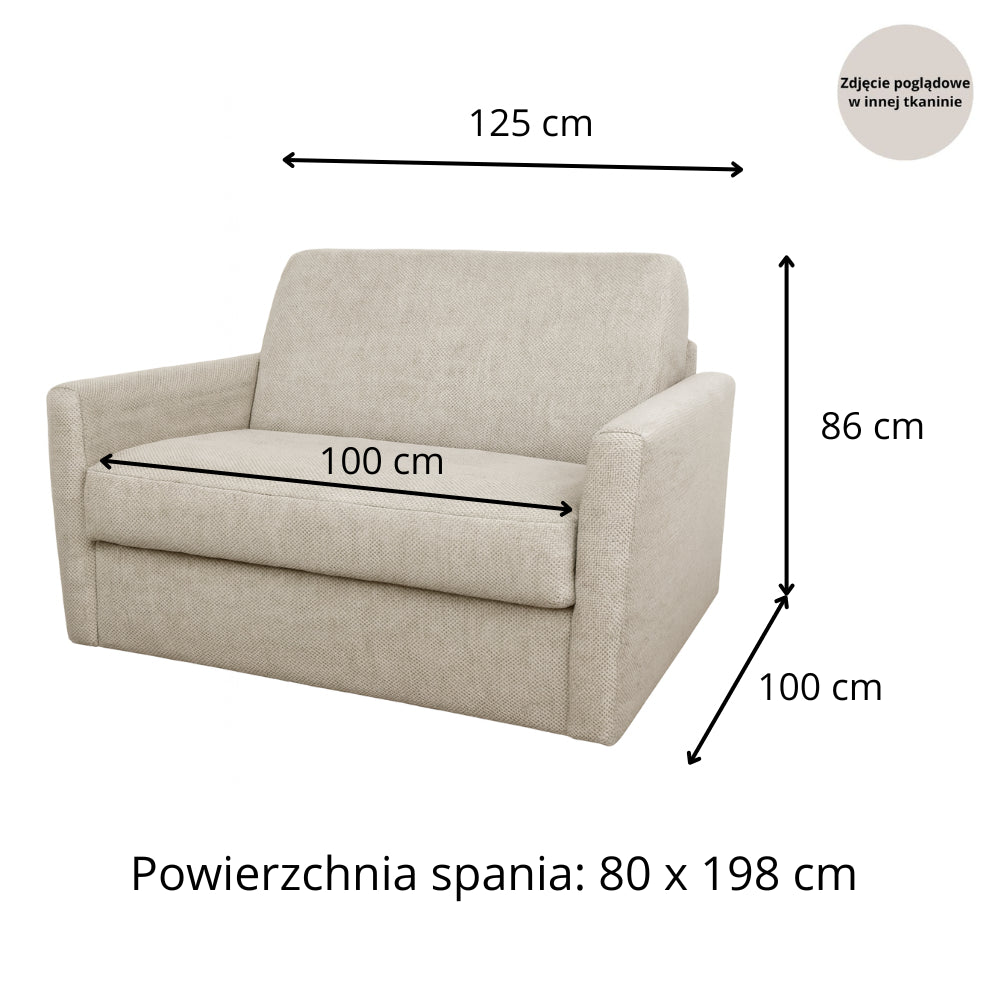 RADIUS armchair with daily sleeping function, Italian frame with 80 cm mattress