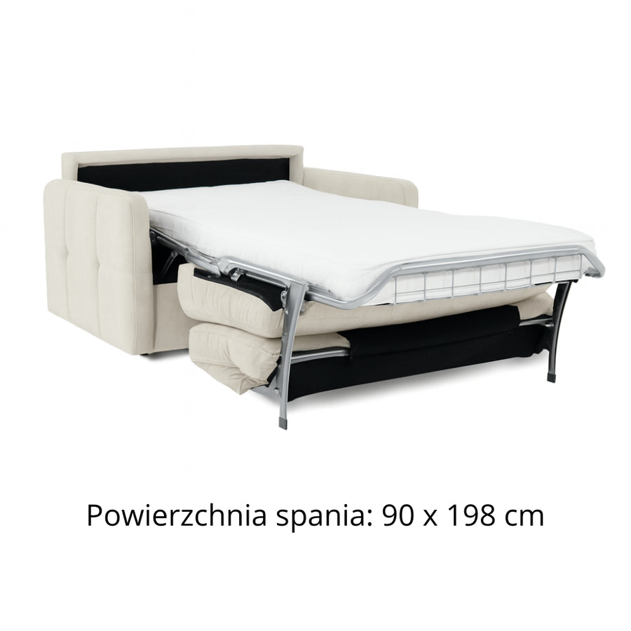 Fotel EMA z funkcją spania codziennego stelaż włoski z materacem 90 cm