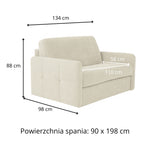 Fotel EMA z funkcją spania codziennego stelaż włoski z materacem 90 cm