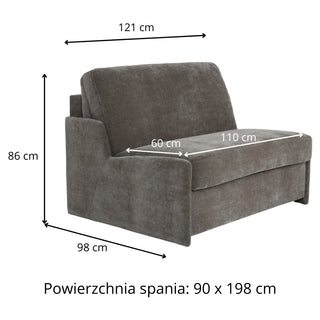 Fotel KIRA bez boków z funkcją spania codziennego stelaż włoski z materacem 90 cm