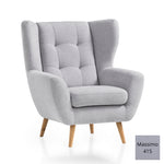 Fotel LAHTI uszak pikowany na drewnianych nóżkach