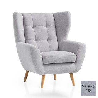 Fotel LAHTI uszak pikowany na drewnianych nóżkach