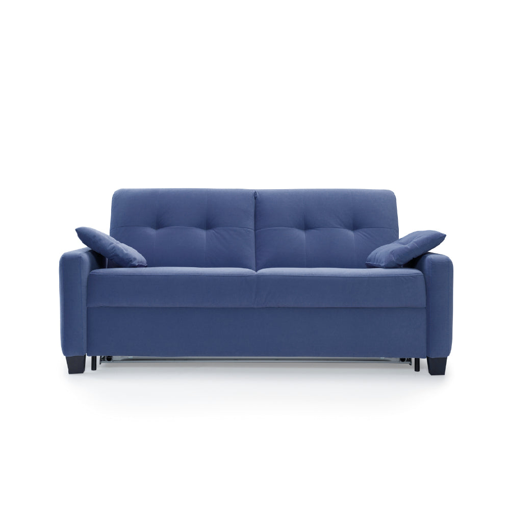 Sofa AURA 2 osobowa z funkcją spania codziennego stelaż włoski z materacem 120 cm na drewnianych nóżkach